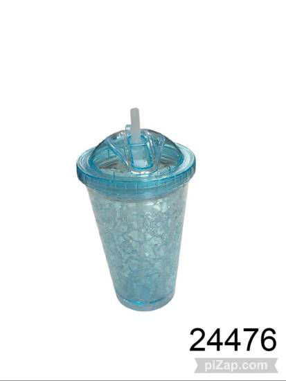 Imagen de VASO PLASTICO C/SORBETE SILICONA Y TRABA 450ML 12.25